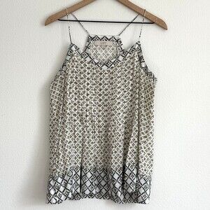 LOFT Pleated Racerback Dainty A-Line Swing Cami Boho Chic Coastal Airy Large